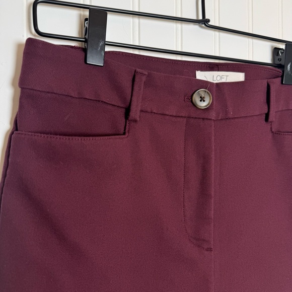 LOFT Curvy Sutton Skinny Women's Burgundy Wine Dress Pants Size 4 - Picture 4 of 13